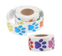 ORFOFE 2 Rolls Weather-Resistant Self-Adhesive Dog Paw Print Stickers Colorful Glitter Animal Footprint Labels for DIY Crafts Car Wall Window Decoration Scrapbooking and Party Supplies