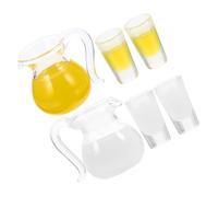 ORFOFE 2 sets Mini House Pitcher Kit Dollhouse Juice Milk Glass Kettle Accessories Orange Juice Milk Cup Pretend Kitchen Props for Miniature Decor