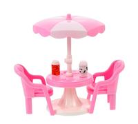 ORFOFE 2 Sets Miniature Beach Chair Dollhouse Accessories with Sunshade Pretend Play for Indoor Outdoor Decoration Random Color