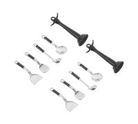 ORFOFE 2 Sets Miniature Dollhouse Kitchen Utensil Functional Mini Kitchen Tools with Spatula Ladle Strainer Spoon Sturdy Alloy Pretend Play Accessories for Dollhouse Cooking and