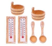 ORFOFE 2 Sets Miniature Dollhouse Sauna Accessories of Realistic Mini Sauna Bucket and Thermometer for Decor Dollhouse Supply for Authentic Summer Bathhouse Scenes Compact