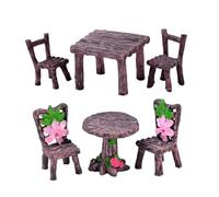 ORFOFE 2 Sets Miniature Resin Table and Chair for Moss Gardens Micro Landscape Decor with Delicate Design Portable Mini Furniture Accessories for Fairy Garden and Tiny House Decoration