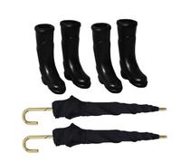 ORFOFE 2 Sets Realistic Rain Boots Umbrellas for Creative Play and Tiny House Decor Fit for Scale Dollhouse Scenes