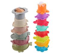 ORFOFE 2 sets Stacking Cups for Fine Motor Skills Development Montessori Early Education with Fish Design for Parent Interaction and Water Play Indoors and Outdoors