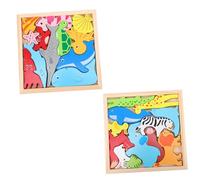 ORFOFE 2 Sets Wooden Educational Animal Puzzle for Smooth Safe Wood Material Promote Intelligence Development Eye Hand Coordination Training Early Learning Shapes and Colors