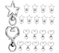 ORFOFE 20 Pcs Heart and Star Lobster Claw Clasps Silver Keychain Clips with Spring Loaded Opening for DIY Crafting Backpack Jewelry and Key Holder Accessories