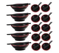 ORFOFE 20 Sets Doll House Bowls and Chopsticks Kitchen Dollhouse Accessories Miniature Bowls Decorative Dollhouse Enthusiasts Ramen Cooking Black