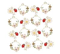 ORFOFE 20pcs Cute Alloy Charms for Bracelet Necklace Earrings DIY Jewelry Making Pendants with Ladybug Bee Flower Design for Crafting Accessories