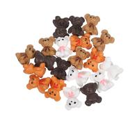ORFOFE 20pcs Mini Bear Figurines Plastic Cute Tiny Animal Statues for Fairy Gardens Cake Toppers DIY Miniature Landscape Decorations in Orange Khaki White