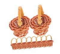 ORFOFE 20Pcs Mini Woven Storage Baskets with Handles Small Rattan Picnic Flower Baskets for Dollhouse Decor Party Favors and Desktop Organization in Coffee Color
