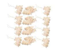 ORFOFE 20Pcs Wooden Pendant Train Shape DIY Crafts Hanging Ornaments for Door Wall Decoration Party Favors Khaki Smooth Hollow Design