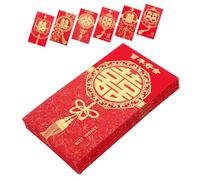 ORFOFE 24pcs Lunar New Year Proposal Well Envelope Reception Small Money Cash Guest Emboss Tags Classic Paper with Greeting Large Wedding Elegant Party Style Cute Red
