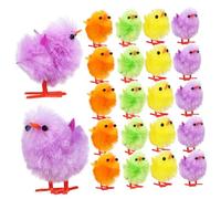 ORFOFE 24pcs Mini Chenille Easter Chicks Plush Soft Fuzzy Little Chicken Decorations for Holiday Party Craft and Bonnet Accent