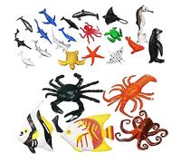 ORFOFE 24Pcs Sea Animal Figures Educational Plastic Biology Ocean Animal Decorations for Play Fish Tanks and Learning Activities