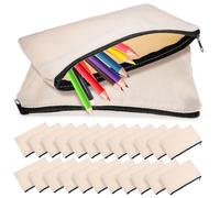ORFOFE 25pcs Canvas Zipper Pencil Pouches Portable Travel Cosmetic Storage Bags Multipurpose Organizers for Stationery Toiletries and Jewelry