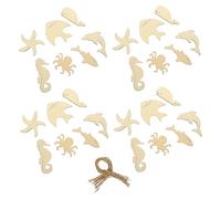 ORFOFE 28pcs Unfinished Ocean Animal Wooden Smooth Painted Cutouts for DIY Crafts Safe Decorations for Birthday Christmas Party Supplies