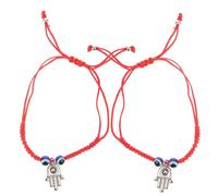 ORFOFE 2Pcs Adjustable Evil Eye String Bracelets Braided Rope for Men Women Lucky Knot Protection Charm Stylish Couple Wristbands Gift for Valentines Mothers Day Anniversary