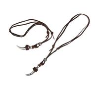 ORFOFE 2pcs Adjustable Viking Wolf Necklace for Men and Women with Tribal Leather Cord Authentic Norse Wolf Teeth Pendant Unique Norse Mythology Jewelry for Daily Wear and Travel