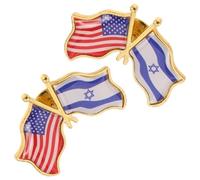 ORFOFE 2pcs American Lapel Brooch American Israel Friendship Flag Pin Multi-color Zinc Alloy Epoxy Symbol of Friendship Easy to Store for Friends Casual Occasions 1.49x1.10x0.31in