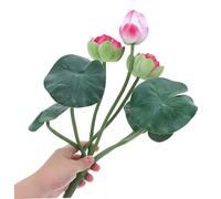 ORFOFE 2PCS Artificial Lotus Flower Branches Realistic EVA Simulation Stems Small Faux Lotus Bouquet for Home Office Temple Decoration Purity Symbolism