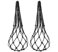 ORFOFE 2pcs Black Nylon Mesh Chicken Hanging Feeder Bags for Poultry Vegetable Fruit Storage, Parrot Bird Climbing Net for Foraging and Feeding Supplies