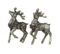 ORFOFE 2pcs Brass Sika Deer Ornaments Solid Copper Deer Decor Animal Desktop Adornment for Home Shop Office Display
