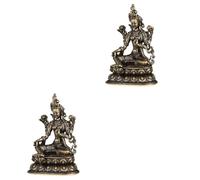 ORFOFE 2pcs Brass Tara Statue Bodhisattva Figurine Goddess of Compassion Meditation Sculpture Sitting Statue Spiritual Figurines for Home Decor