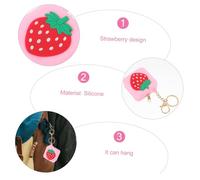 ORFOFE 2pcs Cartoon Silicone Keyring Earphone Protector Coin Storage Bag Portable Zipper Wallet with Keychain for Small Items and Keys Strawberry Design