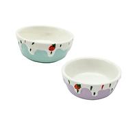 ORFOFE 2pcs Ceramic Hamster Food Bowl Small Pet Feeder Bowls for Hamsters Chinchillas More Easy to Clean Compact Design Purple Blue