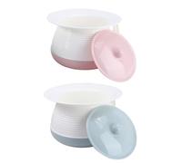 ORFOFE 2PCS Chamber Pot with Cover Portable Plastic Spittoon for Adults Non Slip Handle PP Material Practical Potty for Travel and Home Use Red Blue