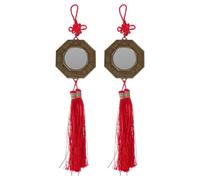ORFOFE 2pcs Chinese Feng Shui Bagua Mirror Pendant Alloy Wall Decor for Home Blessing and Evil Avoidance Chic Feng Shui Ornament for Bedroom and Living Craftsmanship