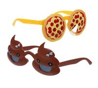 ORFOFE 2pcs Creative Funny Party Glasses Photo Props with Pizza and Poop Designs Sturdy Material Eyewear for Halloween Birthday Carnival and Cocktail Party Accessories