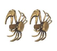 ORFOFE 2pcs Creative Solid Brass Crab Drawer Pulls with Large Claws Nautical Themed Cabinet Handles for Kitchen Wardrobe and Dresser Furniture Hardware Vintage Coastal Decor