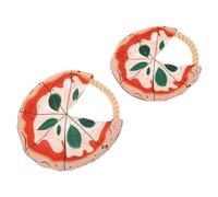 ORFOFE 2pcs Dog Flying Disc with Soft Cotton Rope Bite-resistant Puppy Chew for Training Outdoor Tossing and Fetching Game Vibrant Pizza Design for Active Dogs