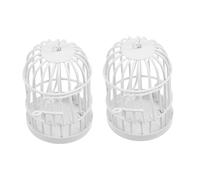 ORFOFE 2pcs Doll House Birdcage Bird Cage Decor Mini Dollhouse Accessories Small Birdcage Miniature Pet Accessory Fairy Garden Ornaments Ornament Metal White