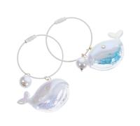 ORFOFE 2pcs Dolphin Keychain Cute Ocean Key Rings Creative Bag Charm Accessories for Couples and Friends Summer Gift with White and Blue Colors