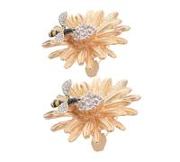 ORFOFE 2pcs Elegant Daisy Flower and Honey Bee Brooch Metal Rhinestone Pins with Sturdy Safety Pin Back Versatile Floral Accessories for Women Clothing Scarves Coats and Suits for