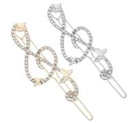 ORFOFE 2pcs Elegant Musical Note Hair Clip Sparkly Hair Grips with Rhinestone Inlaid Alloy Barrette Non-slip Design for Tightly Holding and Occasions