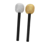 ORFOFE 2pcs Fake Microphone Props Glittered Plastic Music Notes Party Decorations Pretend Play Karaoke Singer Costume Accessory for Disco Halloween Performance