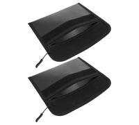 ORFOFE 2pcs Fireproof File Folder Bag Water Resistant Document Organizer Pouch for Legal Letter Documents Storage Zipper Closure Black Multipurpose Protection for Office