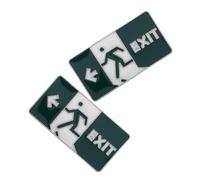 ORFOFE 2pcs Glow Dark Mini Enamel Lapel Pin Cute and Funny Emergency Exit Sign Design for Backpacks and Clothing Playful Night Visibility Brooches Valentine and Mother Day