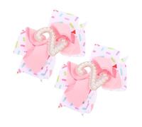 ORFOFE 2pcs Hair Bows Clips with Number and Imitation Pearls Elegant Birthday Bowknot Barrettes for Shower Party Daily Wear Easy Clip Styling