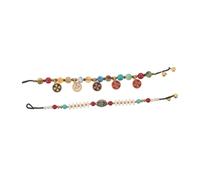 ORFOFE 2pcs Handmade Ethnic Beaded Bracelets for Women Lightweight Natural Stone Wristbands with Ancient Style Charm Vintage Tibetan-inspired Jewelry for Holidays Weddings Birthdays