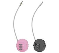 ORFOFE 2pcs Heavy-Duty Zinc Alloy Combination Locker Lock with Resettable Code Wire Rope Padlock for Sports Lockers Gym School Outdoor Gates Black and Light Pink