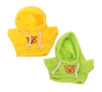 ORFOFE 2pcs Hoodie Clothes for Bear Doll and Stuffed Animals Cute Small Doll Outfits in Green Yellow Cloth Material Multipurpose Decorative Accessories for Plush