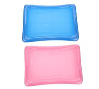 ORFOFE 2pcs Inflatable Floating Drink Holder Pool Cooler Buffet Tray for Party Cups Cans Bottles Blue and Rose Red