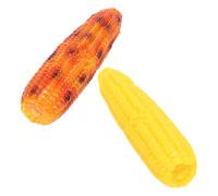 ORFOFE 2PCS Lifelike Plastic Corn on the Cob 1:1 Scale Simulation Fake Corn for Café Display and Home Decoration with Easy to Clean and Photography-Friendly Design