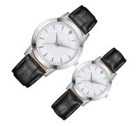 ORFOFE 2pcs Luminous Couple Watches Leather Strap, Simple Glow-in-The-Dark Wristwatches for Men and Women, Night Light Analog Watches for Couples