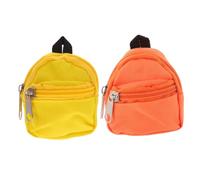 ORFOFE 2PCS Mini Doll Backpack Lightweight Tiny Zipper Bags for Dollhouse Decor Play Accessories Unisex Creative Dress-up Storage Pouch in Orange Yellow