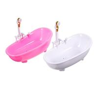 ORFOFE 2Pcs Mini Doll Bathtubs with Sprayers Doll Bath Fountain for for Preschool Role Play Pink and White Set with Gold Sprinklers